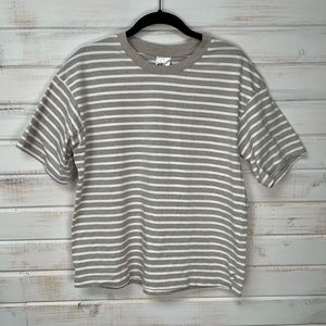 H&M basic tee - wide fit - tans and white strip - soft and cozy - Size S